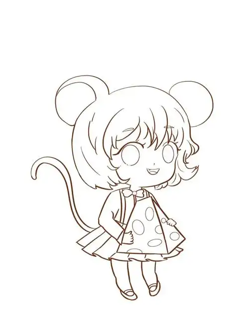 手绘插画十二生肖可爱q版治愈插画之老鼠