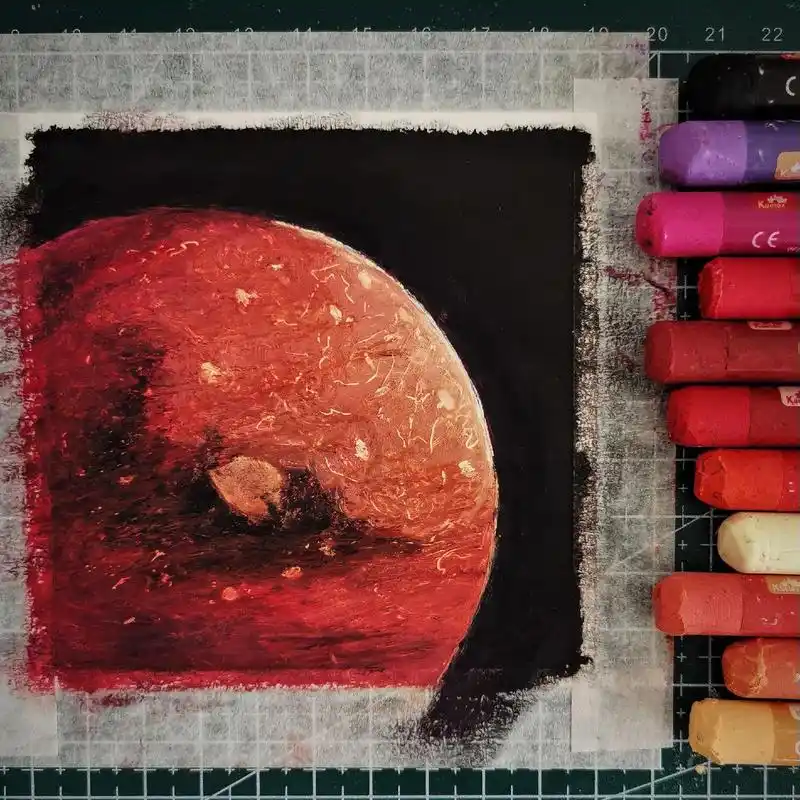 油画棒 | 火星·点燃斗志的红色行星.临摹@画画的佳航 #