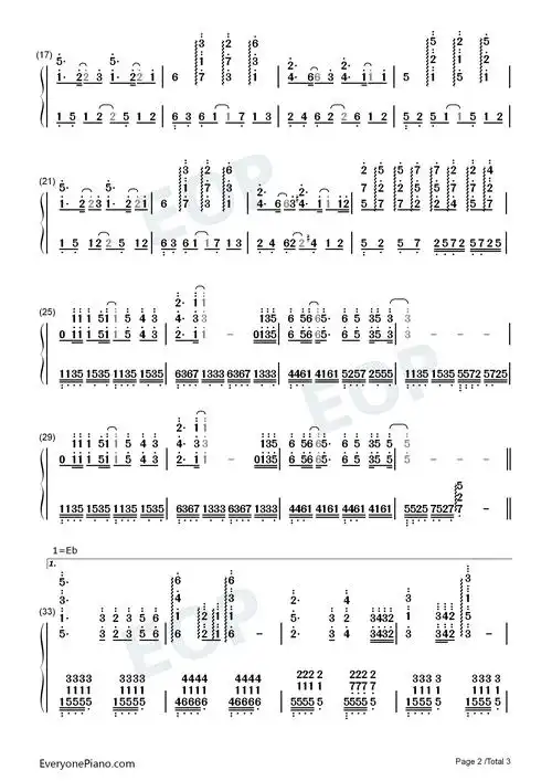 传奇双手简谱预览2