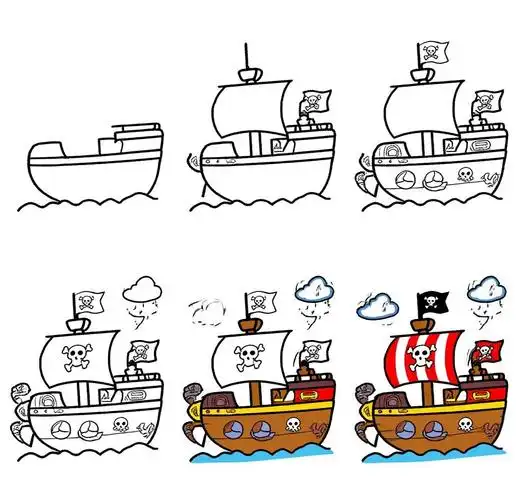 🚀简笔画海盗船⛵️