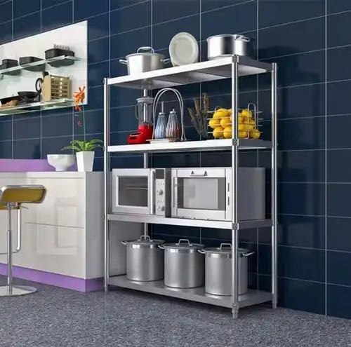 不锈钢置物架四层厨房微波炉烤箱收纳整理锅架子调味料家用储物架zzx