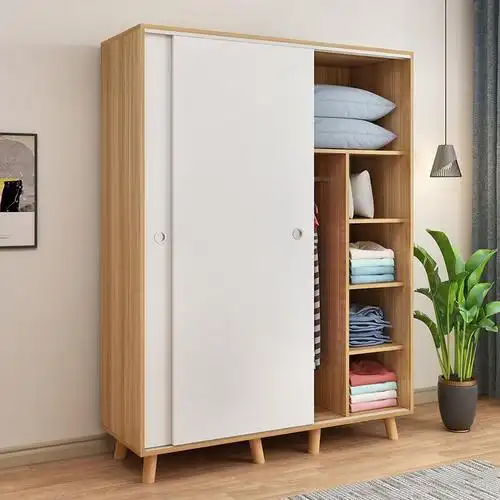 衣柜现代简约推拉闪电客家用卧室衣橱柜组装儿童衣柜简易收纳柜子视频