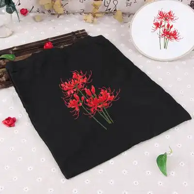 刺绣diy彼岸花材料包成人新手打发时间手工自绣制作绣花古风苏绣