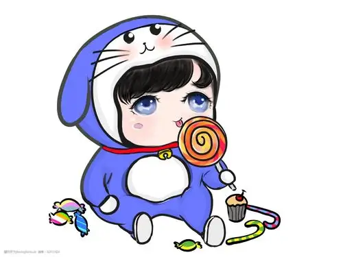 手绘儿童节小男孩吃糖果