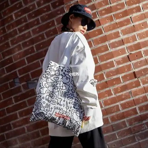 happying潮牌实验室满版艺术涂鸦帆布包