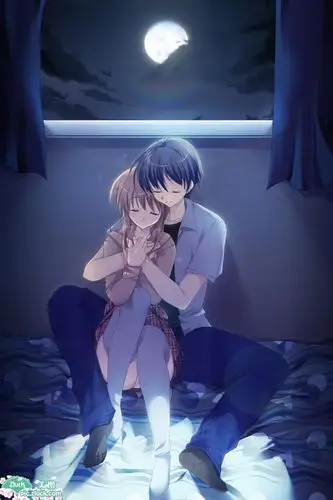 求一张女生靠在男生肩上的动漫图片