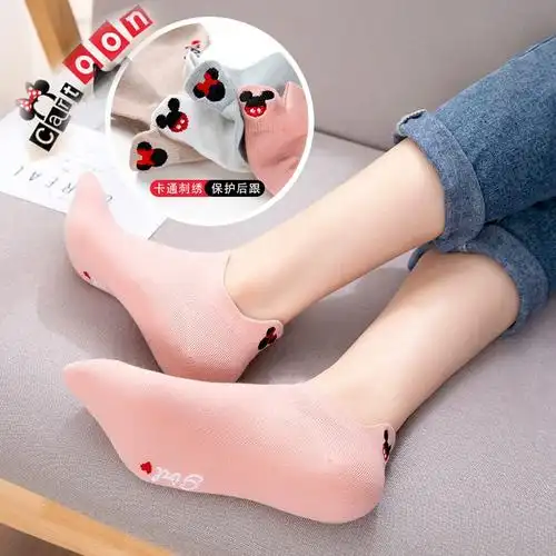 米奇船袜子女可爱日系短袜浅口春秋季ins潮网红夏季薄款老鼠船袜