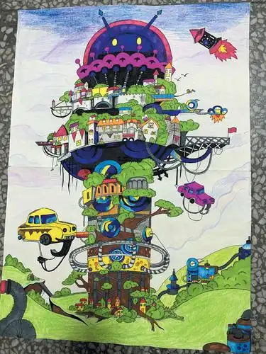 科幻画《天空之城》(一等奖)