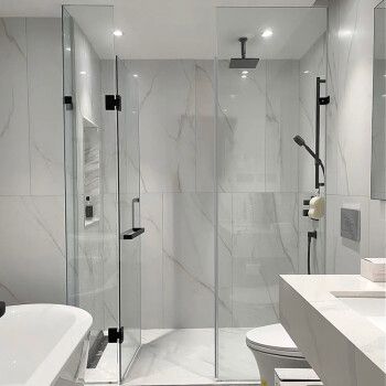 雾隐门 极简无边框平开门淋浴房玻璃门隔断卫生间干湿分离长方形浴室