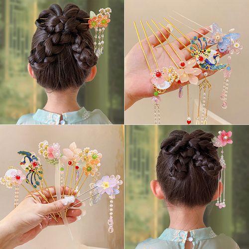 儿童苏发流苏步摇国风中国宝宝头饰发簪古装发饰