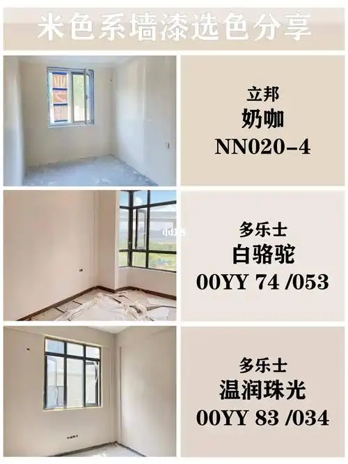 立邦奶咖nn020-4白天的时候是偏米白色,是暖色调的感觉,阴天的时候是