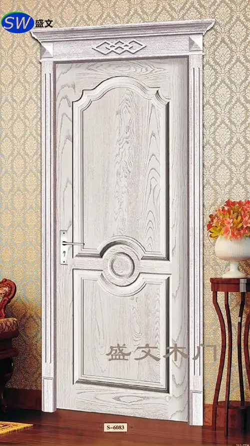 简欧风格木门装修效果图 盛文银白色木门图片