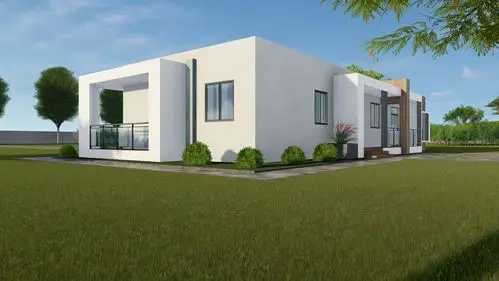 184平一层轻钢别墅设计(现代风格}