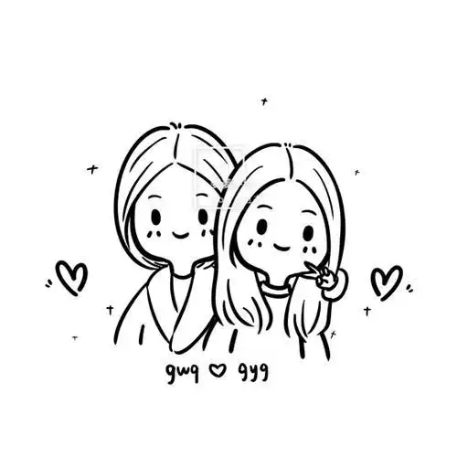 简笔画闺蜜闺蜜四人手绘简笔画简笔画闺蜜头像一对闺蜜简笔画素描手绘