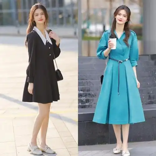 裙子下面少穿平底鞋,今年流行:低跟鞋 裙子,显高又有女人味