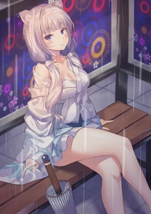 白发芊芊细腰的大胸动漫少女