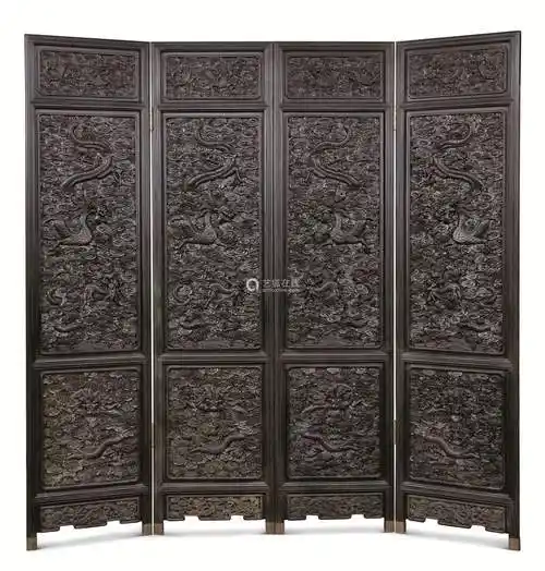 紫檀云龙纹大屏风
