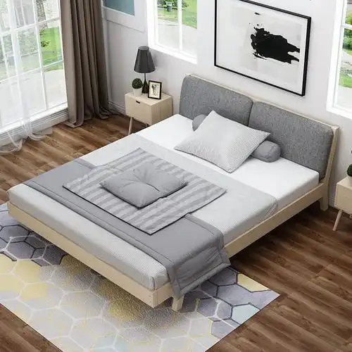 北欧实木床18米双人床现代简约主卧经济型床带软靠软包15m1500mm2000