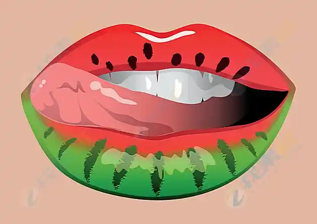 创意西瓜嘴唇图案矢量素材下载