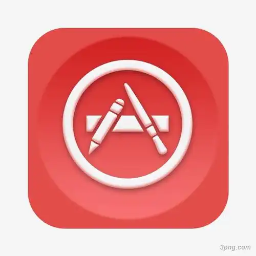 红色手机app图标png素材透明免抠图片-卡通手绘