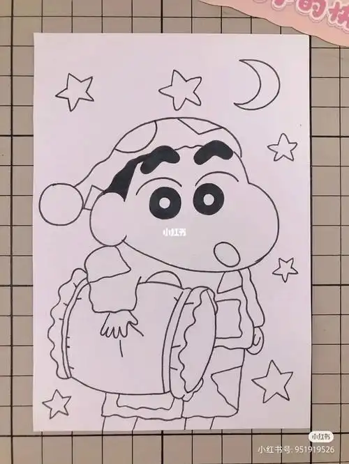 蜡笔小新晚安版的简笔画不了运图