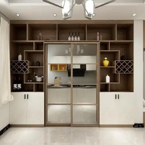 铝唯厨房隔断柜 客厅餐厅双面屏风间厅柜 门厅柜 家用酒柜定制