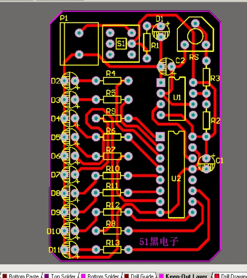 cd4017ne555流水灯可做腐蚀板