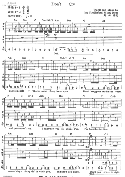 请帮找下dont cry的主音吉他谱