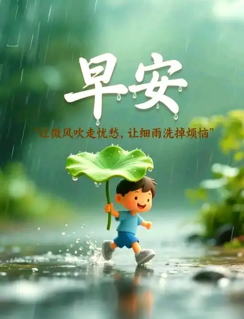 雨天中的温馨祝福与宁静思考