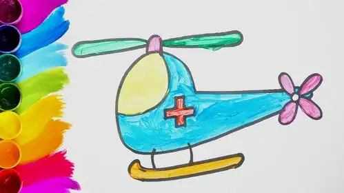 救援直升飞机 简笔画