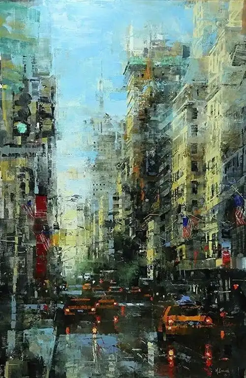 街景节奏 美国艺术家mark.lague油画作品欣赏