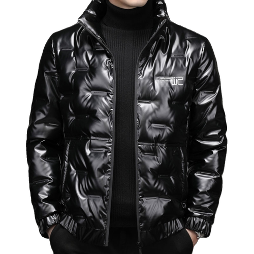 新款阿玛尼亚无帽立领亮面羽绒服男士保暖白鸭绒外套2023冬季奇