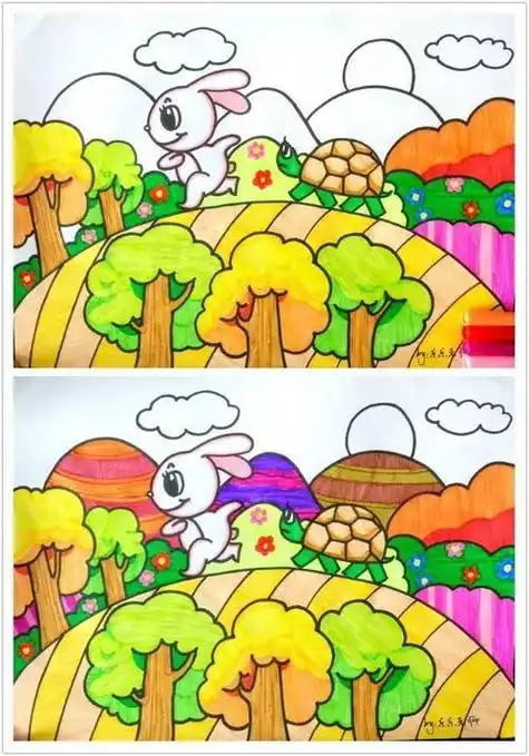 植物动物简笔画美术彩铅彩铅画动物简笔画油画棒彩铅画10组情景动物简