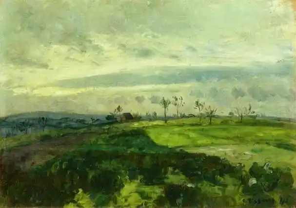 3幅毕沙罗的风景画,从纯色到灰色调,从塞尚到修拉的画风都试试