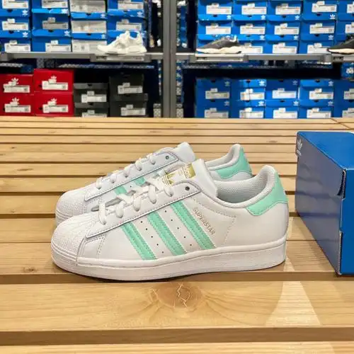 阿迪达斯三叶草男女同款薄荷绿贝壳头板鞋