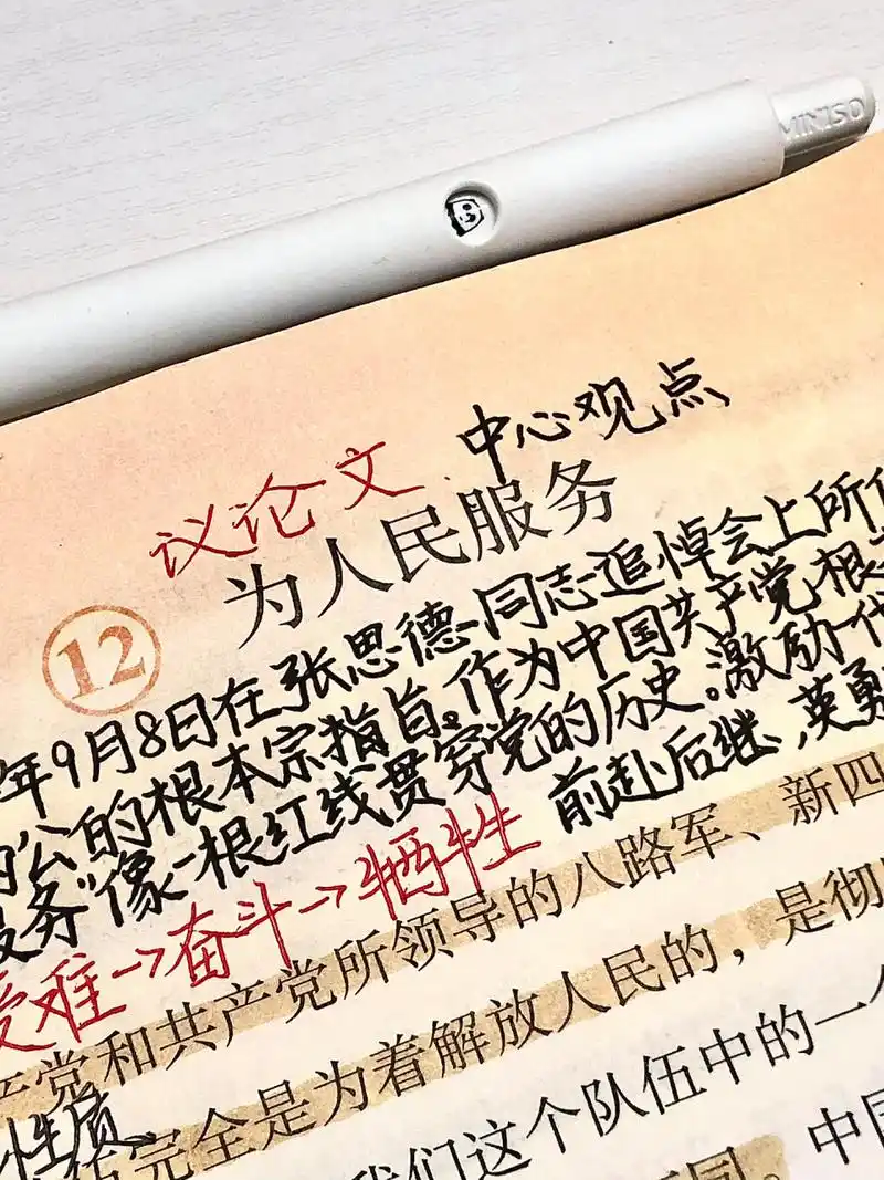 六下|第12课|为人民服务|课文笔记96 中午更一篇