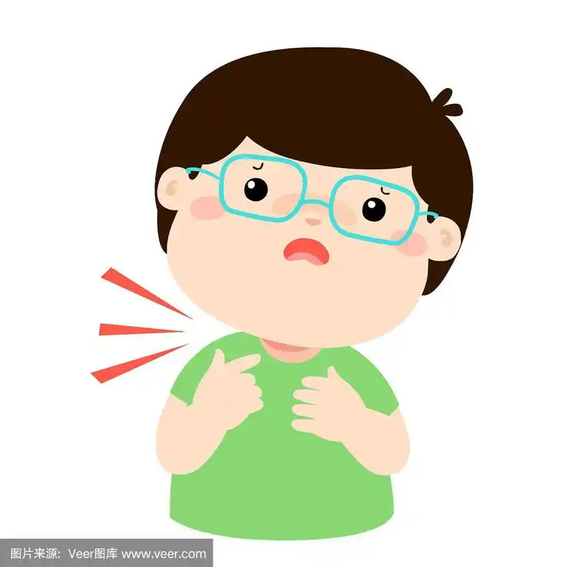 生病的男孩喉咙痛卡通