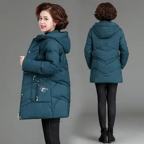 中老年女装冬季羽绒棉服加厚保暖棉衣洋气妈妈装加肥加大码减龄