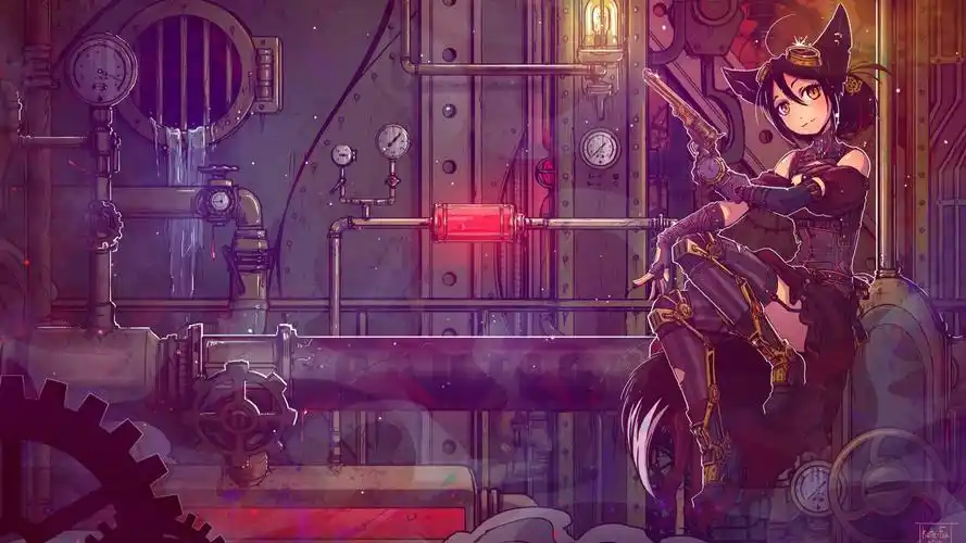 艺术设计艺术品娱乐蒸汽朋克动漫nekomimi人物动漫女孩artworksteam