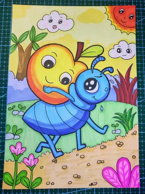 马克笔儿童画蚂蚁搬家