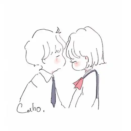 少女心满满的简笔画,情侣间的甜蜜又可爱的日常 ( )( )