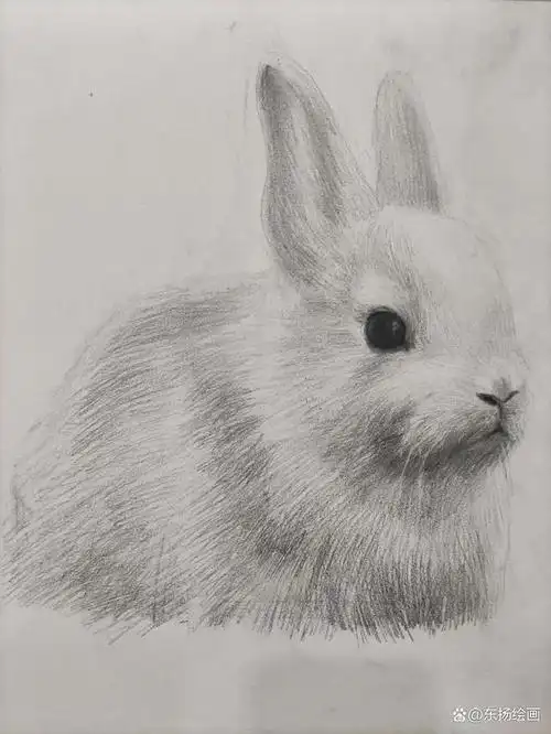 可爱兔子素描教程,柔软的毛发原来这么画,简单又好看