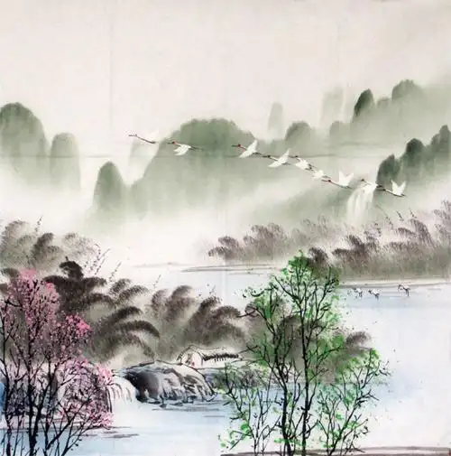 云水谣画坊免费题款 纯手绘斗方山水风景画fd09