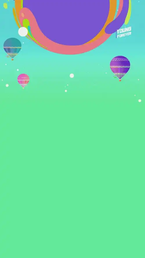 鲜艳扁平活泼旅游热气球绿色h5背景