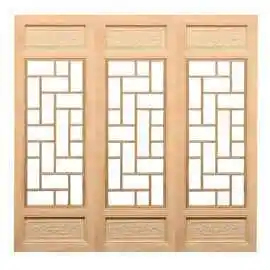 东阳木雕仿古门窗 中式装修复古风格实木花格镂空雕花窗户可