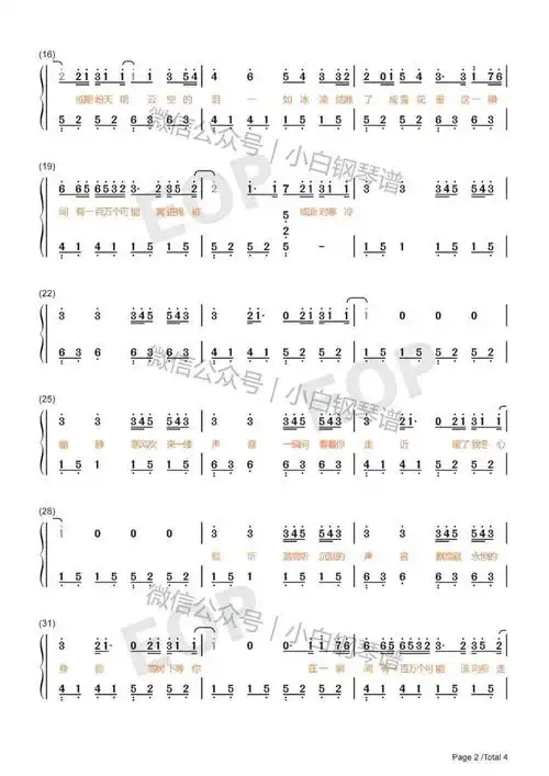 【一百万个可能】简谱一百万个可能 - 琴谱同步版 音频一百万个可能