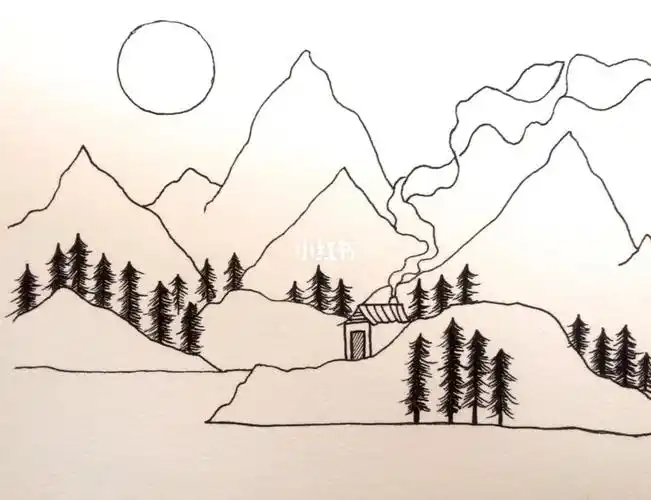 铅笔简笔画教程优美的风景山水风景简笔画图片山水简笔画两种简单的