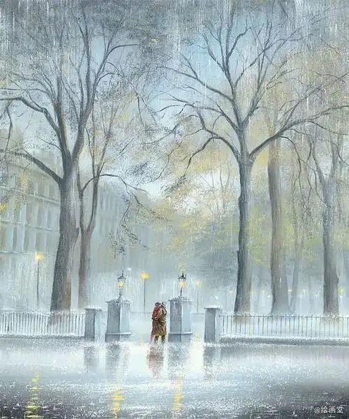 jeff·rowland,油画雨,油画雨景,在雨中 | 英国当代艺术家 jeff