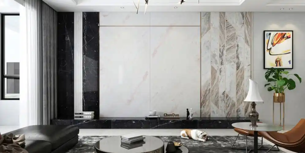 大理石电视背景墙(30款简约轻奢大理石背景墙案例参考)