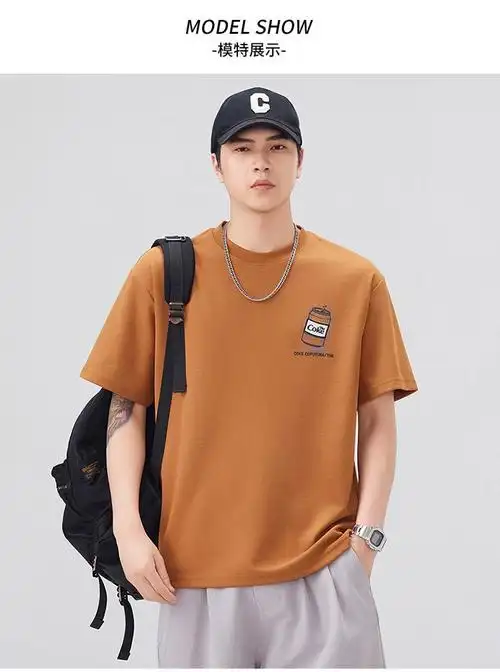 短袖男2025夏季新款美式潮牌字母印花休闲体恤宽松潮流重磅t恤男